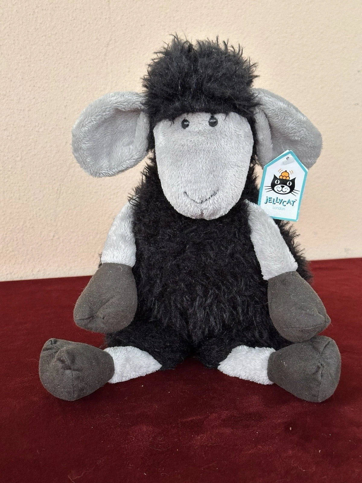 NUOVO Jellycat Tiggalope Pecora Nera Nuovo con etichette Ritirato Giocattolo Morbido Raro Peluche Agnello cm36