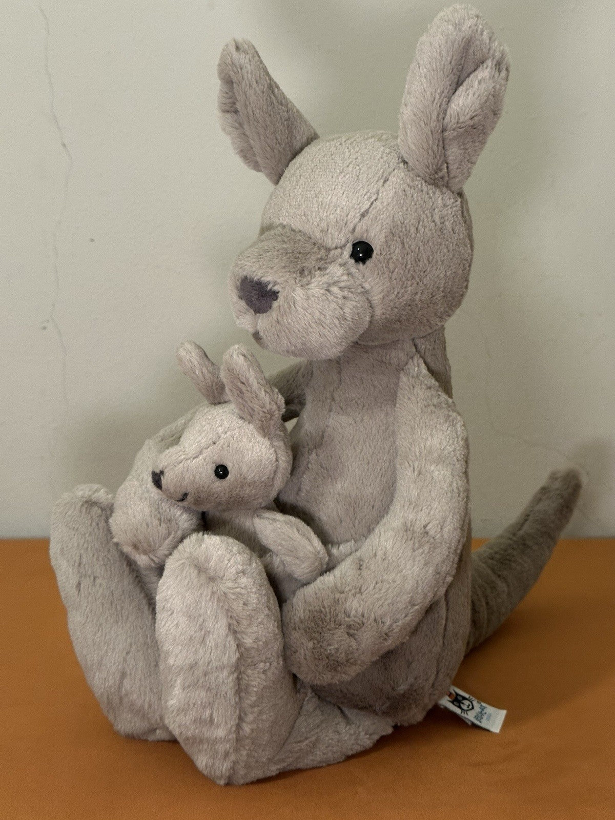 Peluche Jellycat Kara Canguro con Baby Joey nuovo senza etichette ritirato raro animale zoo cm.40-