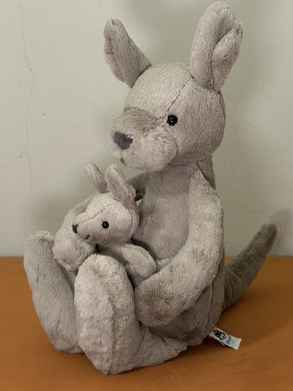Peluche Jellycat Kara Canguro con Baby Joey nuovo senza etichette ritirato raro animale zoo cm.40-