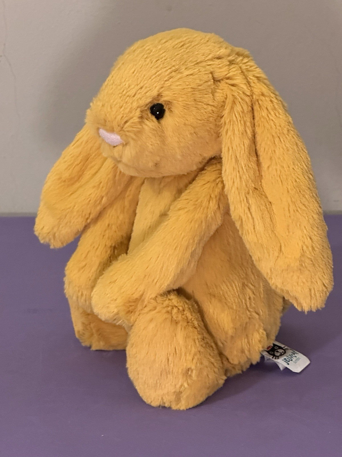 Coniglietto zafferano Jellycat Medium Bashful nuovo senza etichette ritirato raro giallo morbido giocattolo coniglio-