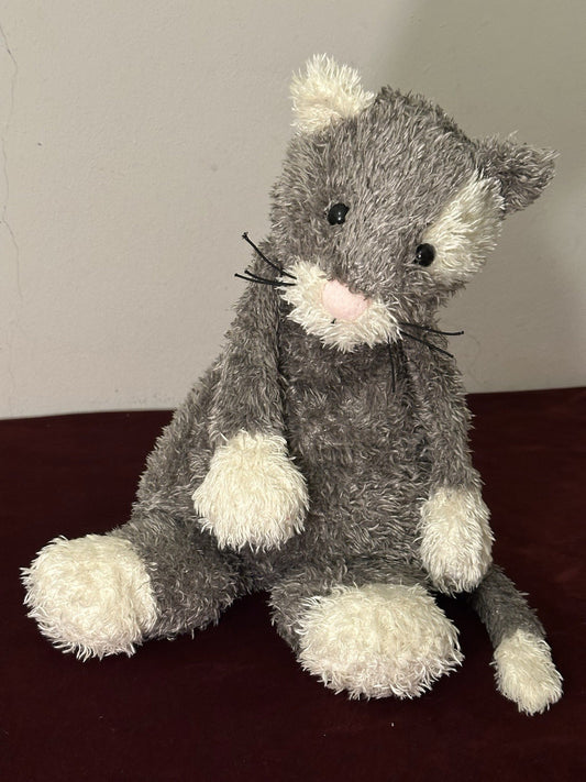 Jellycat Bunglie Grigio Crema Patch Gatto Raro Vintage Gattino Ritirato Giocattolo Morbido 15"-