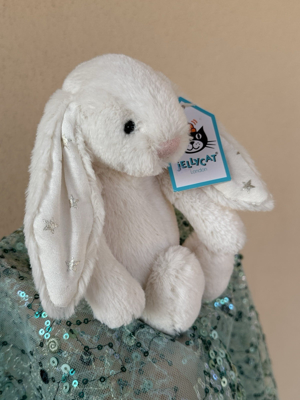 NUOVO Jellycat Small Bashful Twinkle Bunny nuovo con etichette coniglio in pensione peluche-