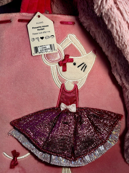NUOVO Jellycat Pirouette Mouse Holdall nuovo con etichette ballerina ballerina applicata borsa foderata-