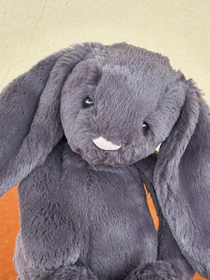 Jellycat Medium Bashful Inky Bunny BNWOT Dark Grey Rabbit Retired Rare Plush