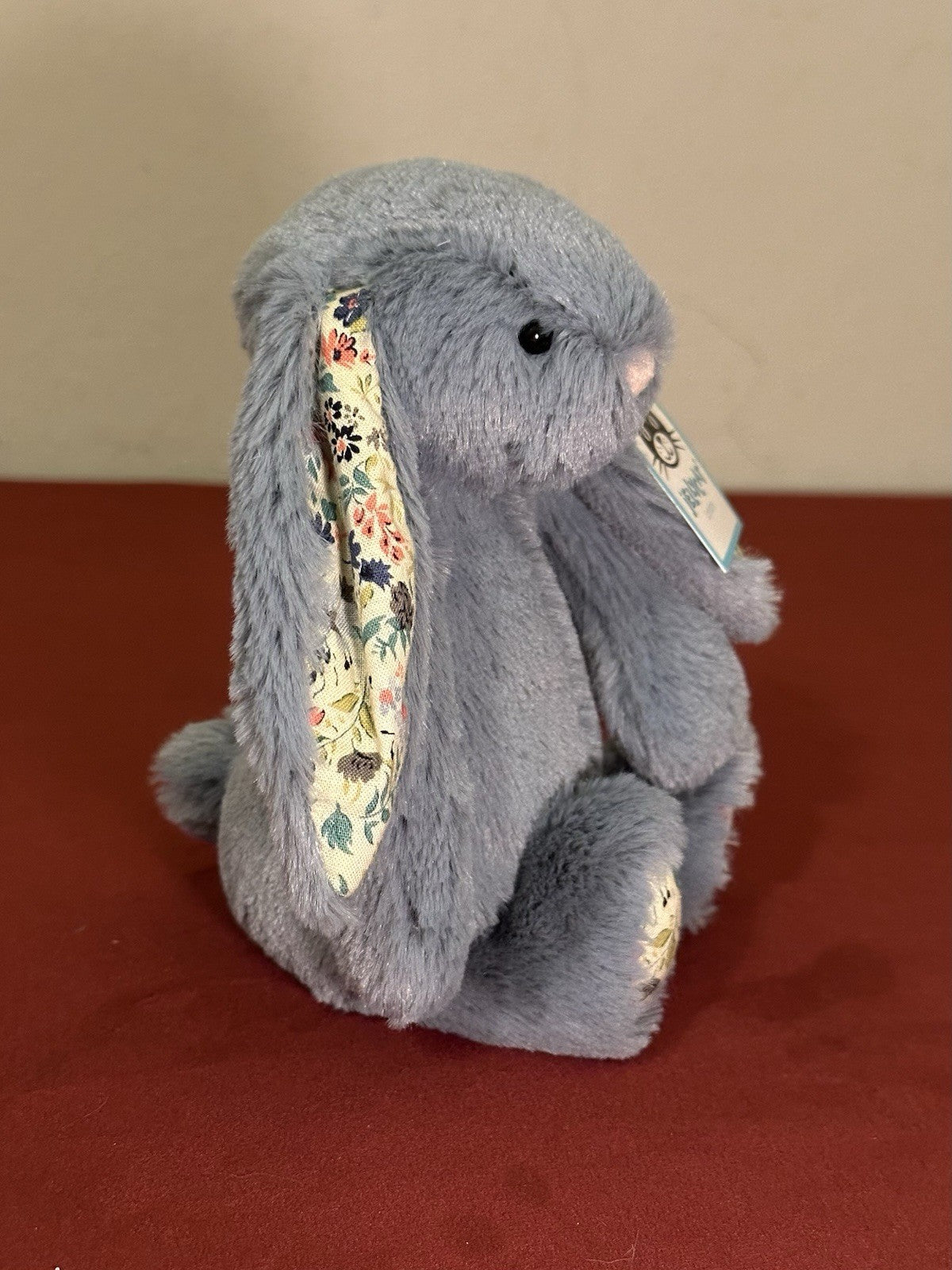NUOVO coniglietto Jellycat Small Bashful blu scuro fiori nuovo con etichette coniglio in pensione peluche-