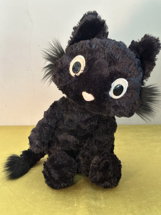 Jellycat Dapperdots gatto nuovo senza etichette nero soffice occhi grandi testurizzato gatto pensionato 12"-