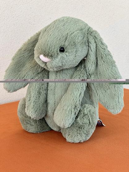 Peluche Jellycat Medium Bashful Felce Bunny nuovo senza etichette verde raro coniglio giocattolo morbido