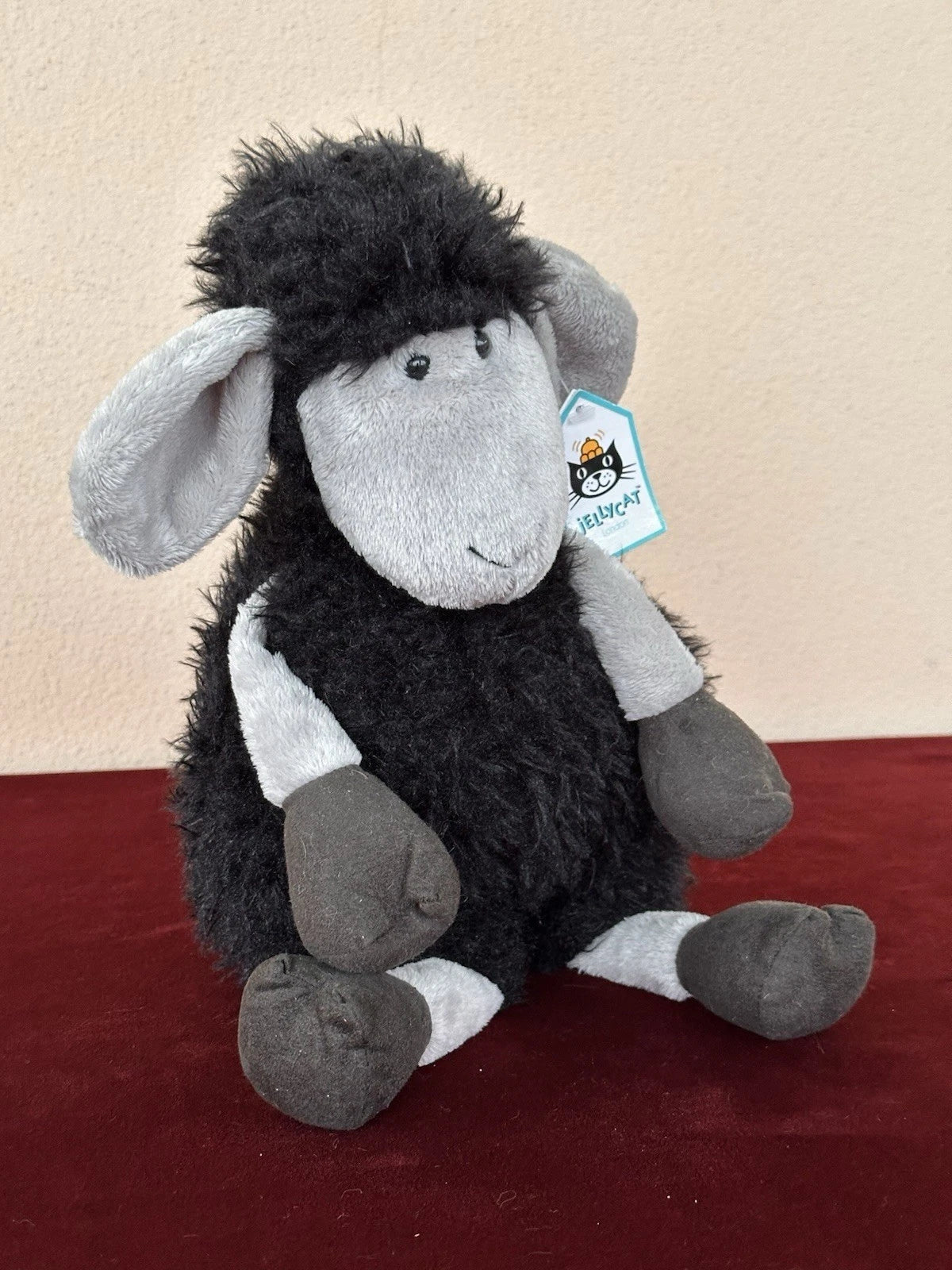 NUOVO Jellycat Tiggalope Pecora Nera Nuovo con etichette Ritirato Giocattolo Morbido Raro Peluche Agnello cm36
