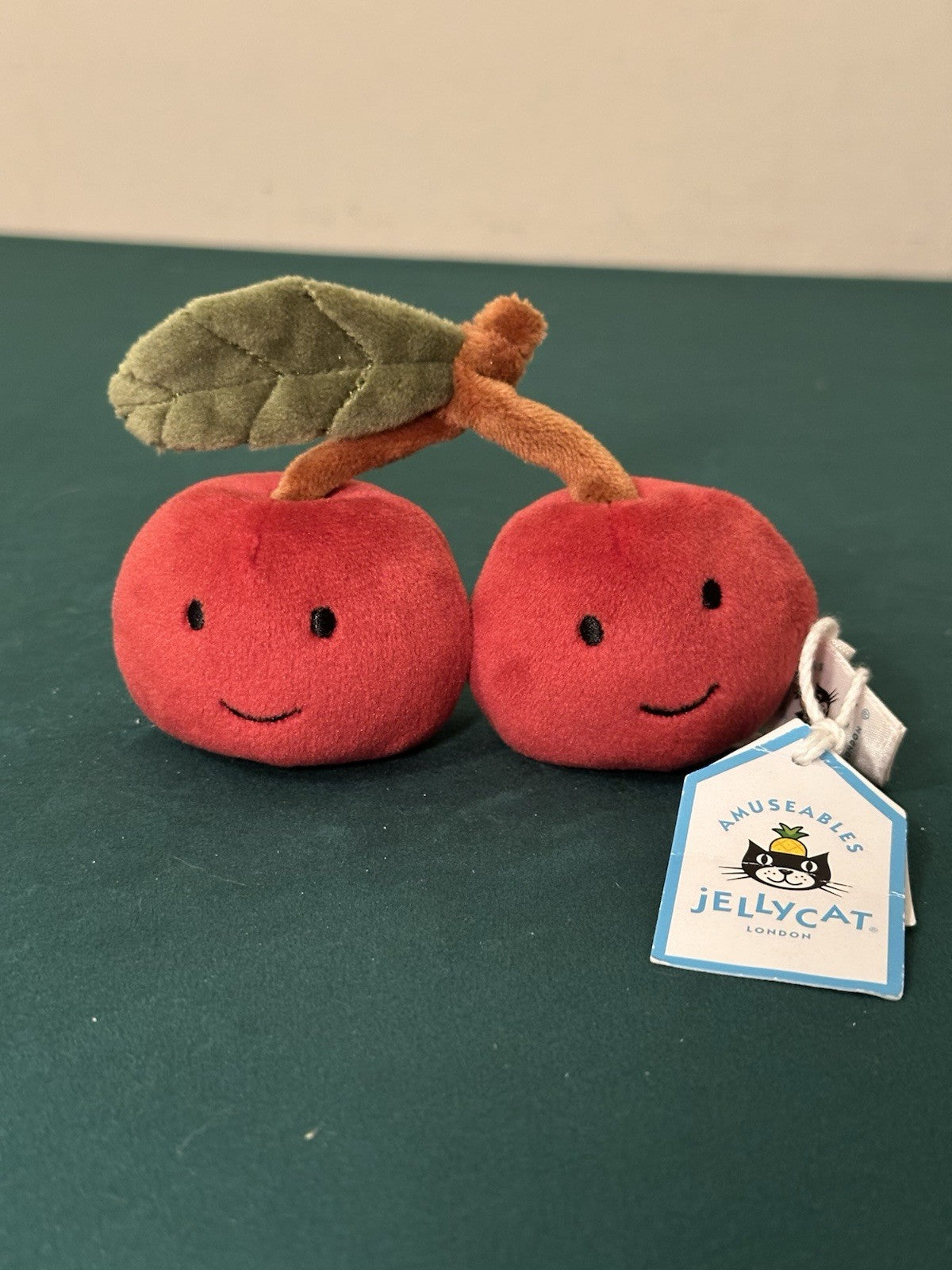 NUOVO Jellycat divertente favoloso frutto ciliegie nuovo con etichette morbido giocattolo peluche ritirato raro-