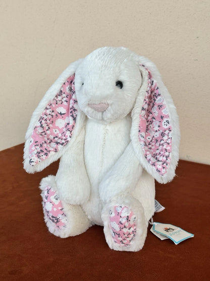 NUOVO coniglietto Jellycat Medium Bashful crema fiori ciliegio nuovo con etichette coniglio in pensione peluche
