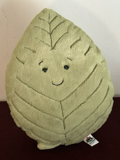 Peluche giocattolo morbido Jellycat Woodland foglia di faggio grande foglia verde raro ritirato-