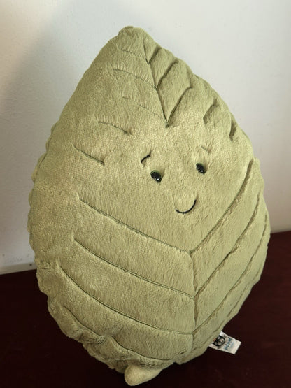Peluche giocattolo morbido Jellycat Woodland foglia di faggio grande foglia verde raro ritirato-