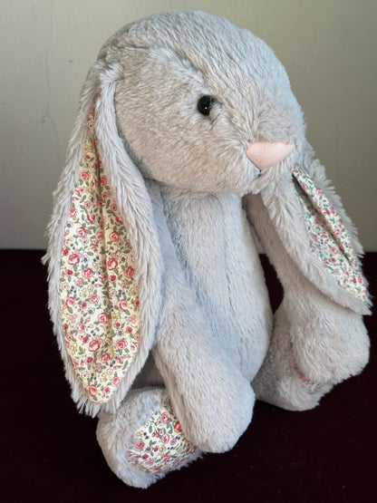 Jellycat Coniglietto Grande Timido Fiore Argento Pensionato Grigio con Fiori cm.36-