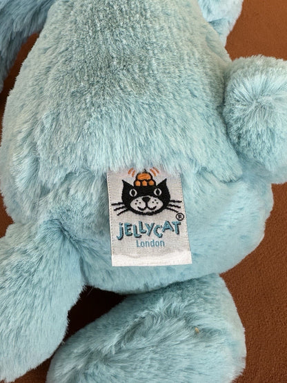 Jellycat Medium Bashful Aqua Bunny BNWOT Retired Rare Soft Toy Rabbit Plush