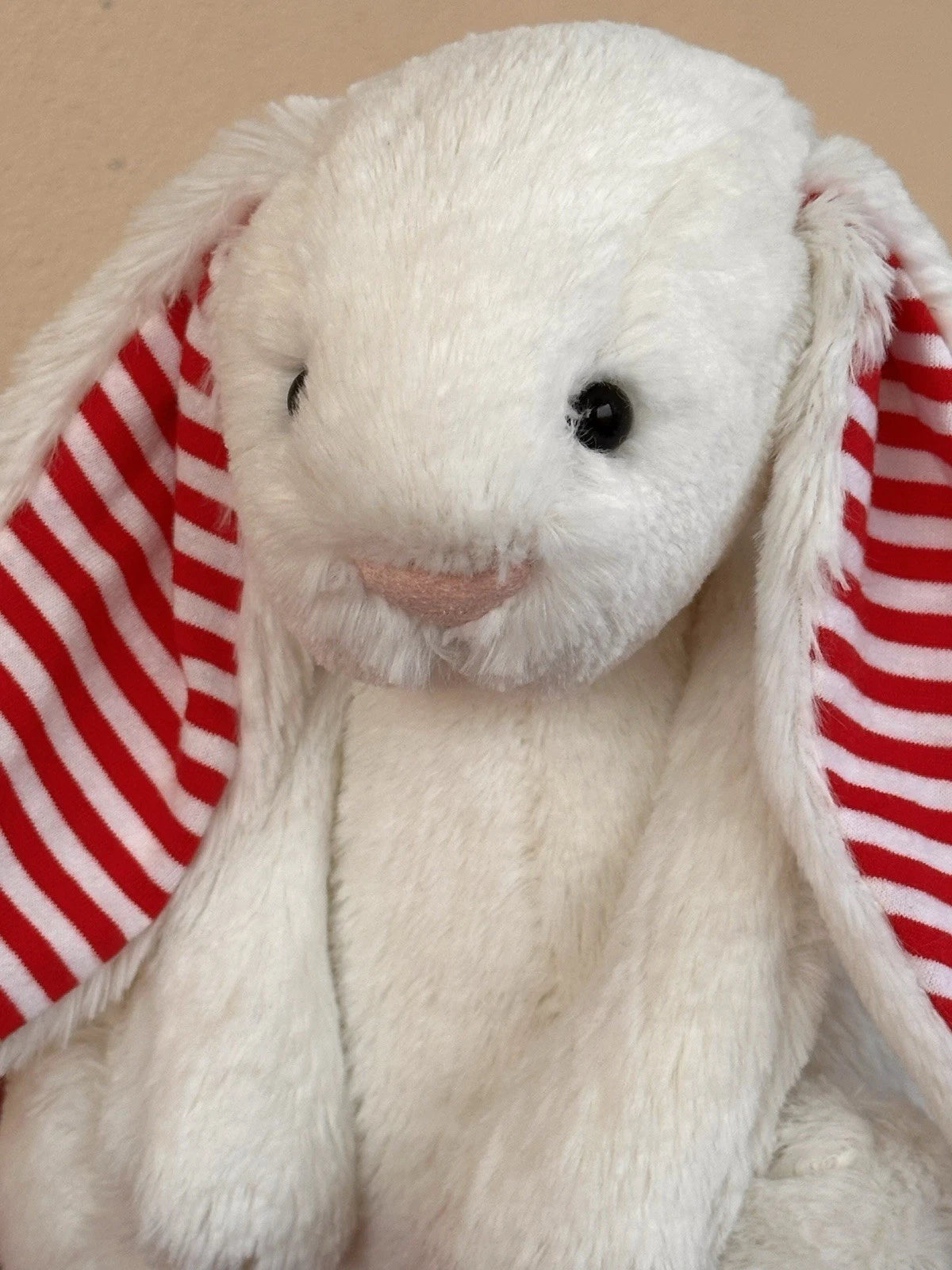 Jellycat Medium Bashful Candy Cane Bunny Rare Retired Soft Striped Rabbit Plush