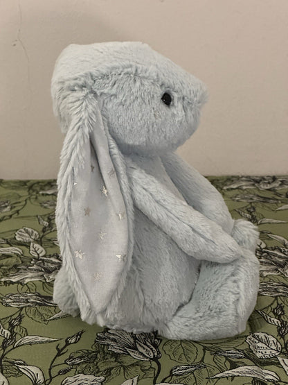 Coniglietto Jellycat Medium Bashful Sparklet nuovo senza etichette verde salvia con stelle argento coniglio-