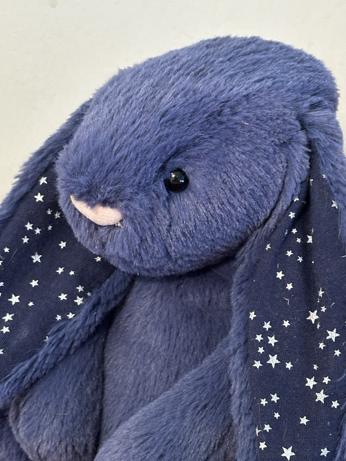 Jellycat Medium Bashful Stardust Bunny nuovo senza etichette blu navy con stelle raro coniglio cm.31-