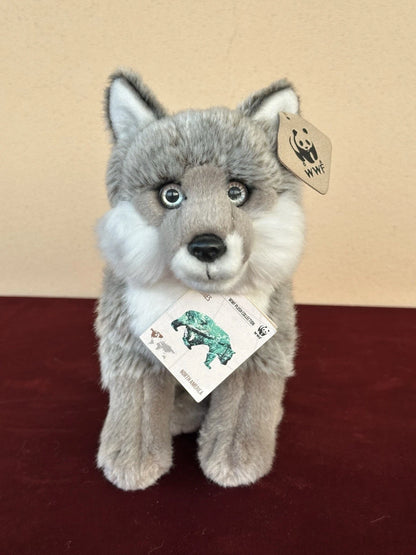 Rarissimo peluche WWF Silver Fox seduta 23 cm 9” nuovo con etichetta Artic Winter Fox ritirato