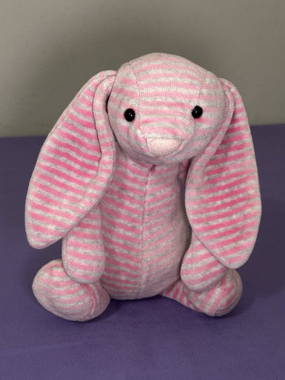 Jellycat Edizione Speciale Bonnie Bashful Bunny Raro Ritirato Rigato Rosa Grigio-