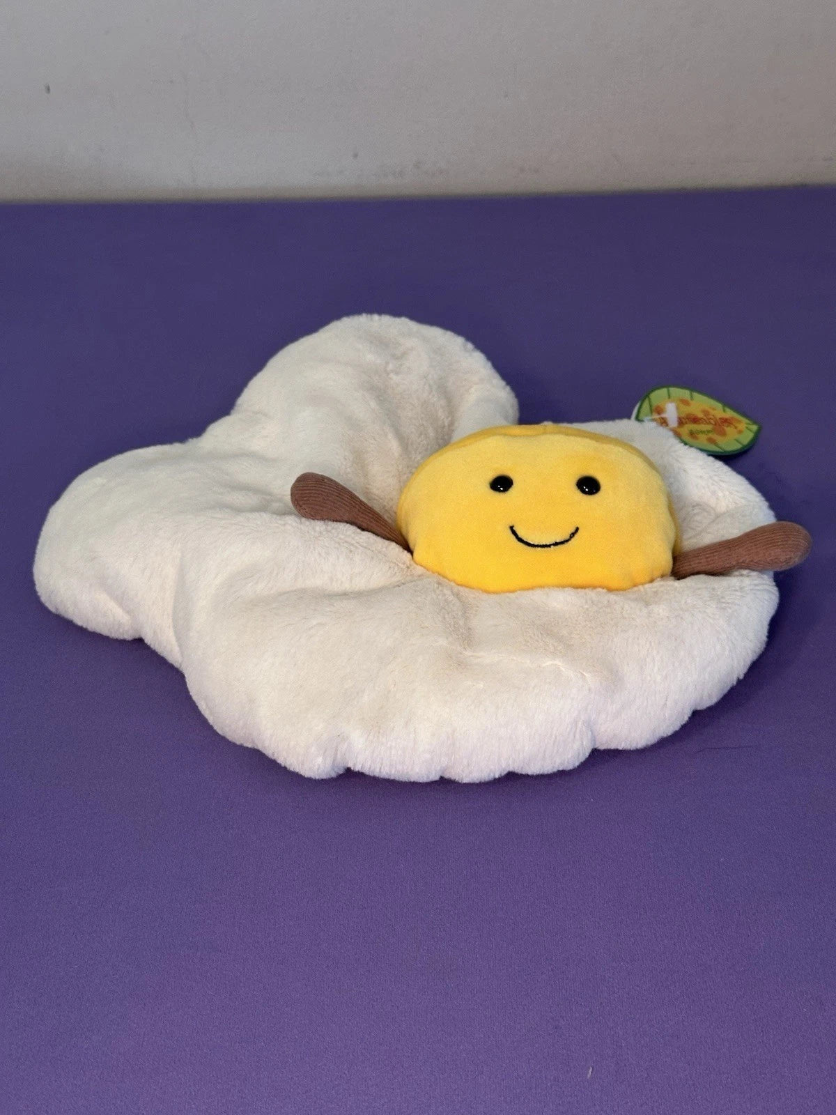 NUOVO Jellycat Amuseable Fried Egg nuovo con etichette raro peluche giocattolo morbido da collezione ritirato