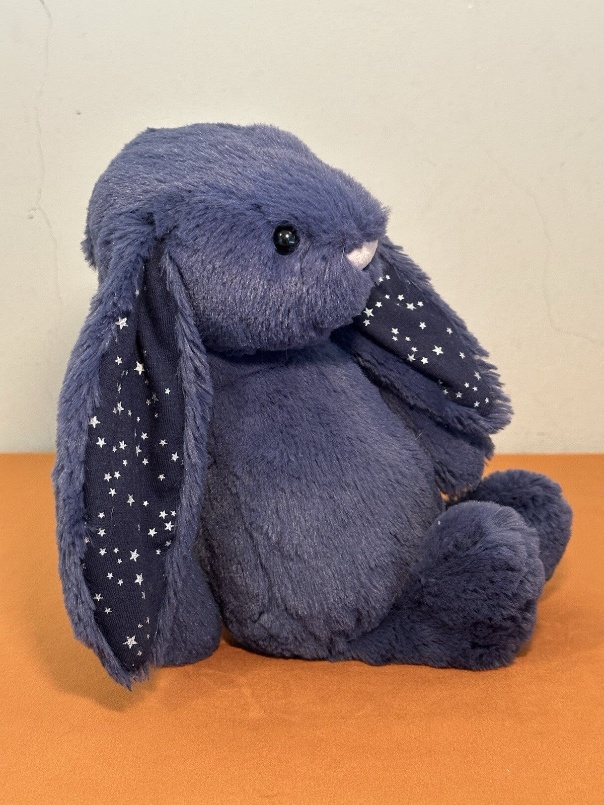 Jellycat Medium Bashful Stardust Bunny nuovo senza etichette blu navy con stelle raro coniglio cm.31-