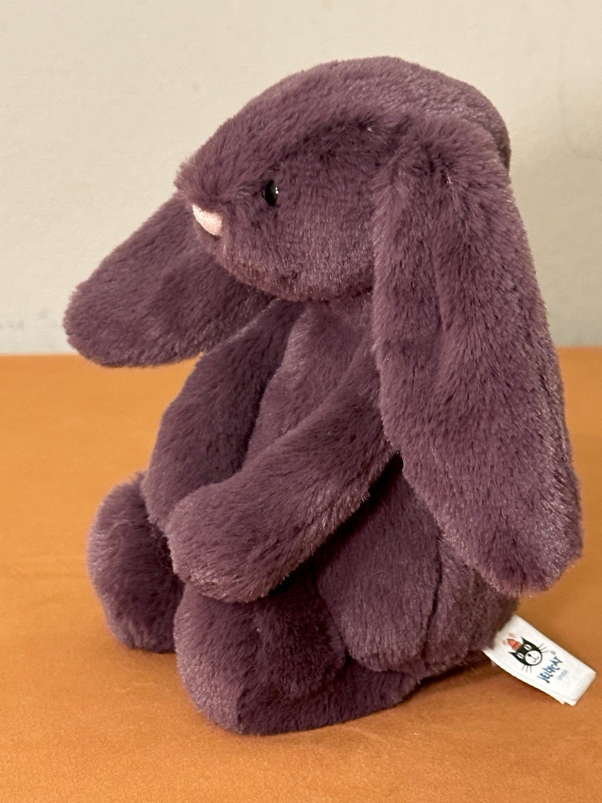 Peluche morbido Jellycat piccolo coniglietto prugne timido nuovo senza etichette coniglio prugna ritirato raro-