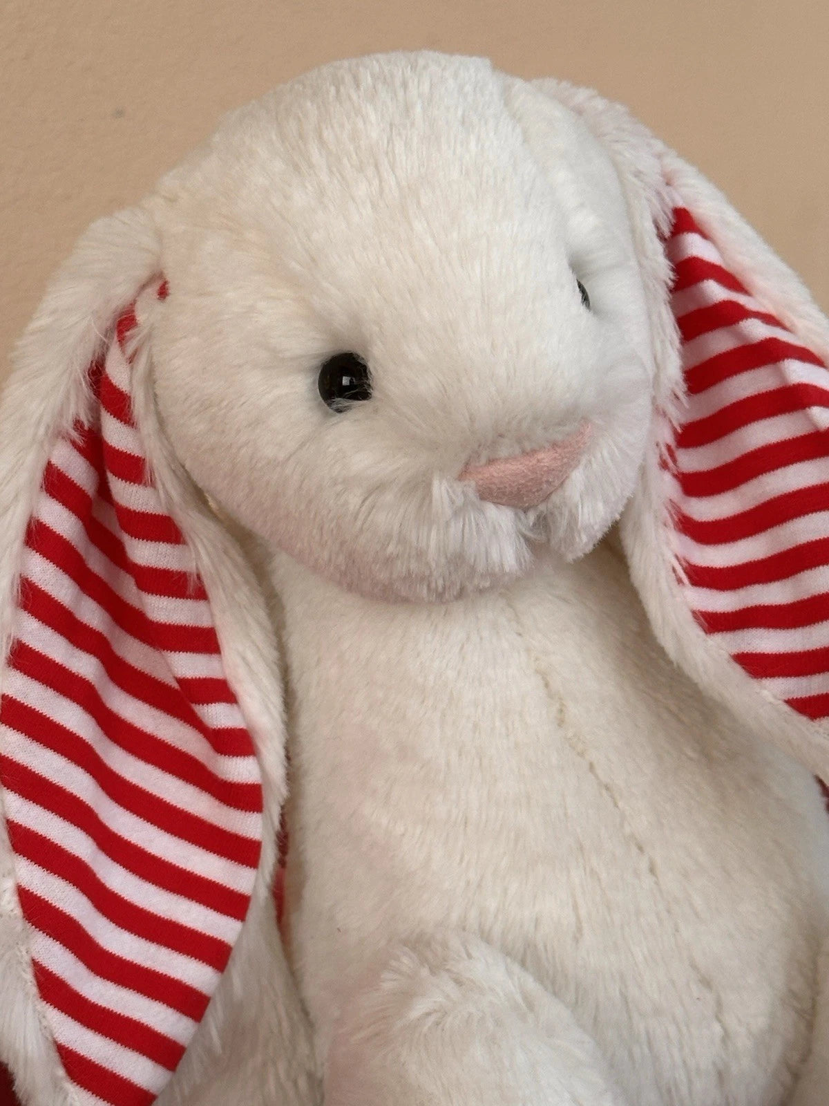 Jellycat Medium Bashful Candy Cane Bunny Rare Retired Soft Striped Rabbit Plush