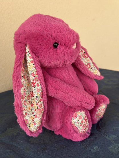 Jellycat Medium Bashful Rose Blossom Bunny Rare Retired Hot Pink Rabbit Plush