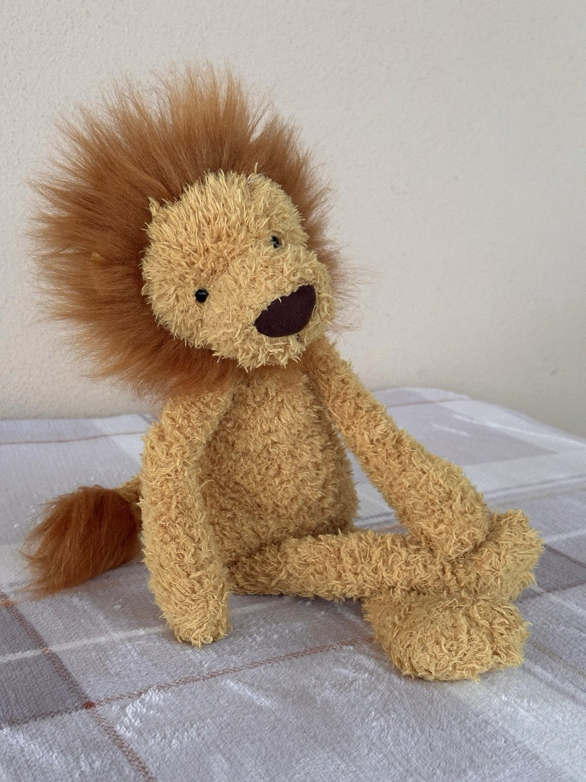 Peluche Jellycat Wild Thing Lion gambe lunghe fagiolo coccoloso morbido raro ritirato-