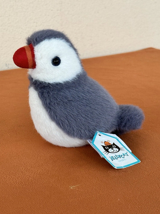 NUOVO Jellycat Birdling Puffin nuovo con etichette uccellino giocattolo morbido HTF raro peluche ritirato