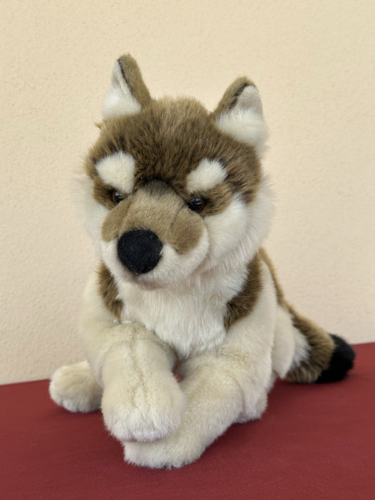 Lupo zingaro nuovo senza etichette animale selvatico bosco raro peluche giocattolo morbido ritirato made in France-