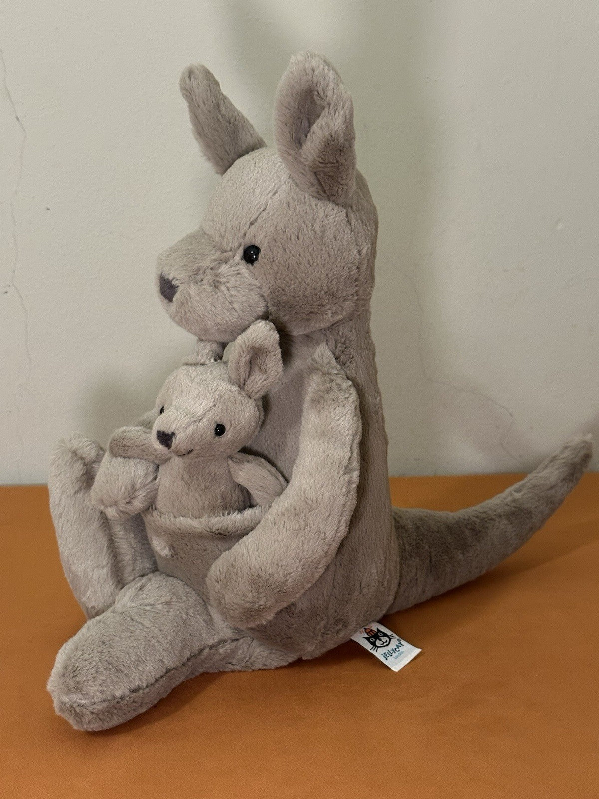 Peluche Jellycat Kara Canguro con Baby Joey nuovo senza etichette ritirato raro animale zoo cm.40-