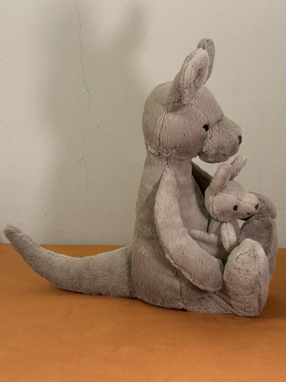 Peluche Jellycat Kara Canguro con Baby Joey nuovo senza etichette ritirato raro animale zoo cm.40-