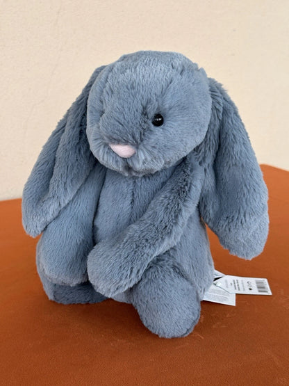 NUOVO Jellycat Medium Bashful coniglietto blu scuro nuovo con etichette coniglio in pensione morbido giocattolo peluche