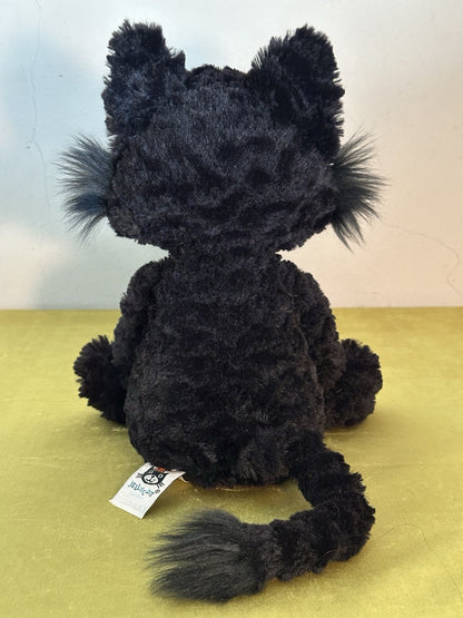 Jellycat Dapperdots gatto nuovo senza etichette nero soffice occhi grandi testurizzato gatto pensionato 12"-