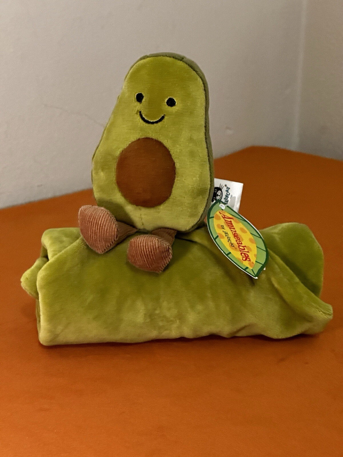 NUOVO Jellycat Amuseables Avocado Succhietto Nuovo con etichette Blankie Coperta Trapuntino Raro-