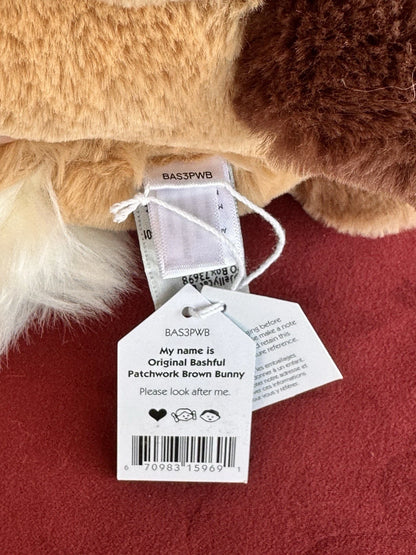 New Jellycat Original Bashful Patchwork Brown Bunny BNWT Rabbit Retired Plush