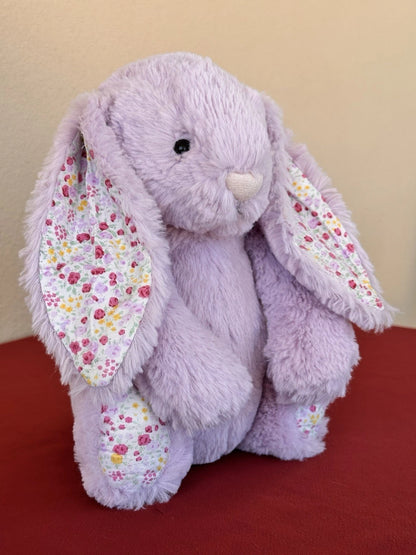 Jellycat Medium Bashful Jasmine Blossom Bunny Retired Rare Lilac with Flower Rabbit