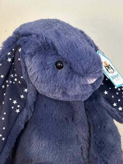 NUOVO coniglietto Jellycat Medium Bashful Stardust nuovo con etichette blu navy con stelle raro coniglio-