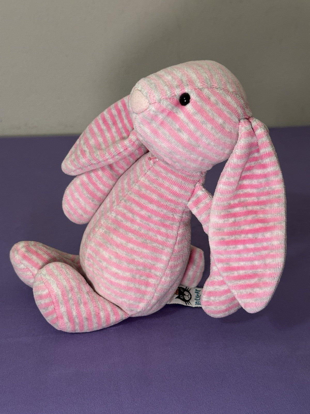 Jellycat Edizione Speciale Bonnie Bashful Bunny Raro Ritirato Rigato Rosa Grigio-