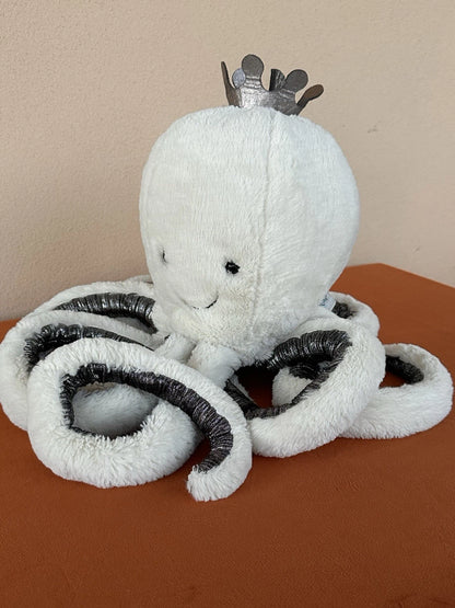 Jellycat Large Cosmo Octopus Silver Crown White Squid Sea Creature Rare Retired