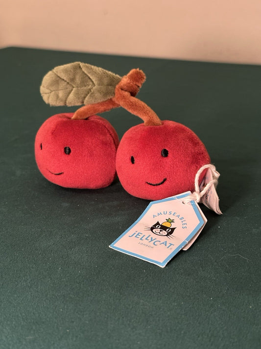 NUOVO Jellycat divertente favoloso frutto ciliegie nuovo con etichette morbido giocattolo peluche ritirato raro-