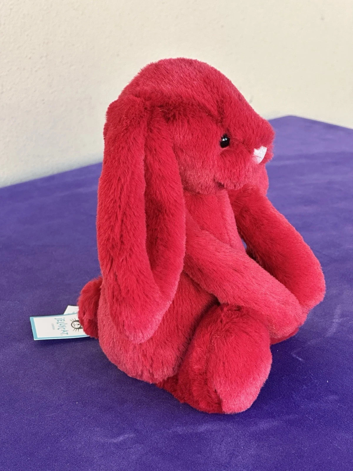 NUOVO Jellycat Little Cranberry Bunny Nuovo con etichette Ritirato Piccolo Rosso Natale Coniglio Peluche