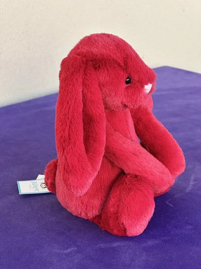 NUOVO Jellycat Little Cranberry Bunny Nuovo con etichette Ritirato Piccolo Rosso Natale Coniglio Peluche