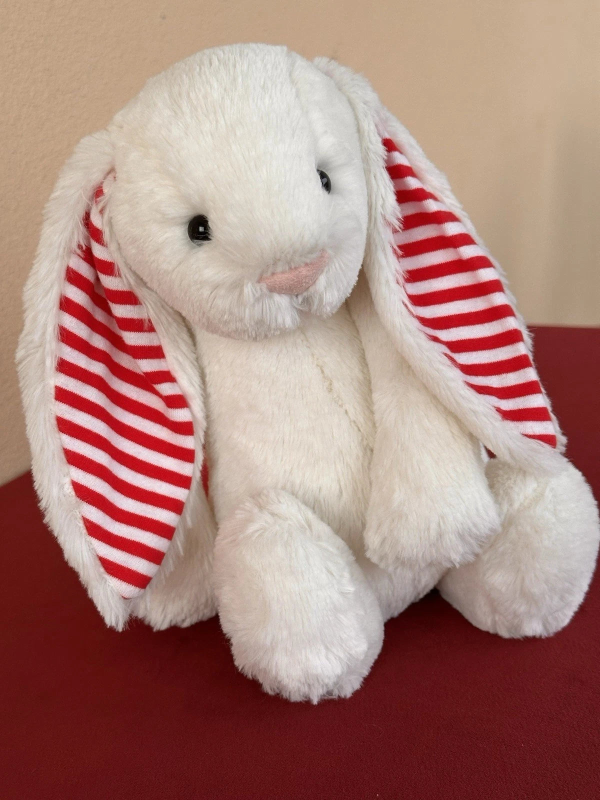 Jellycat Medium Bashful Candy Cane Bunny Rare Retired Soft Striped Rabbit Plush