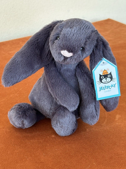 NUOVO Jellycat Small Bashful Inky Bunny nuovo con etichette grigio scuro coniglio ritirato raro peluche-