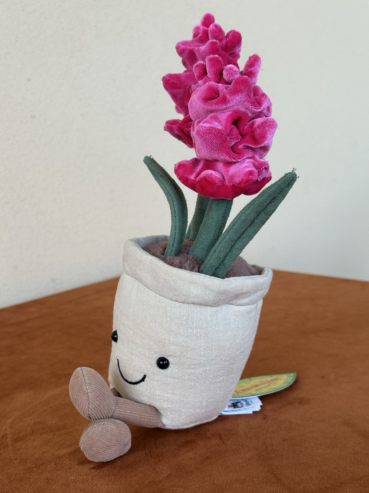 NUOVA pianta di giacinto Jellycat divertente nuova con etichette ritirata rara fiori rosa caldo peluche-