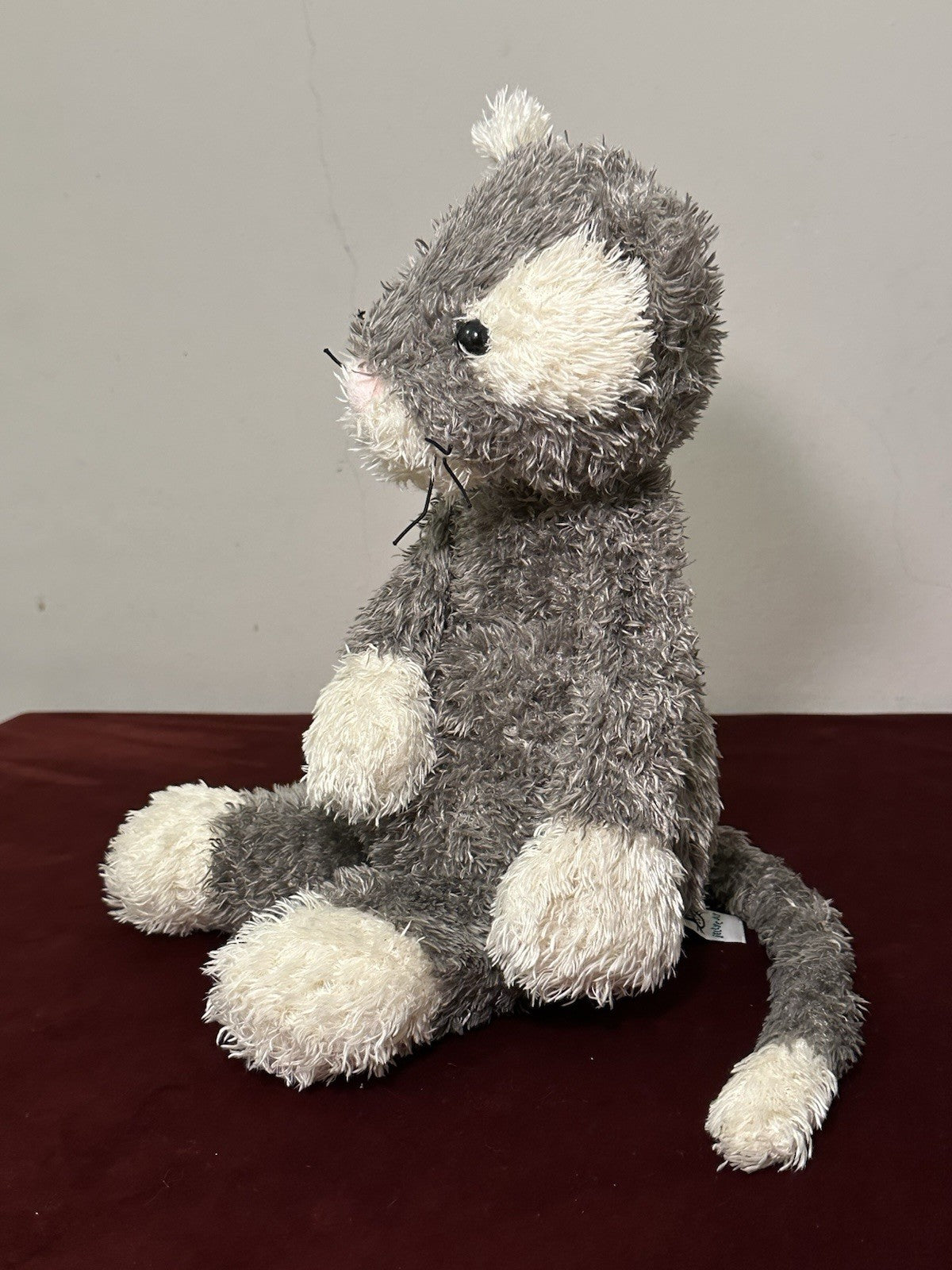 Jellycat Bunglie Grigio Crema Patch Gatto Raro Vintage Gattino Ritirato Giocattolo Morbido 15"-