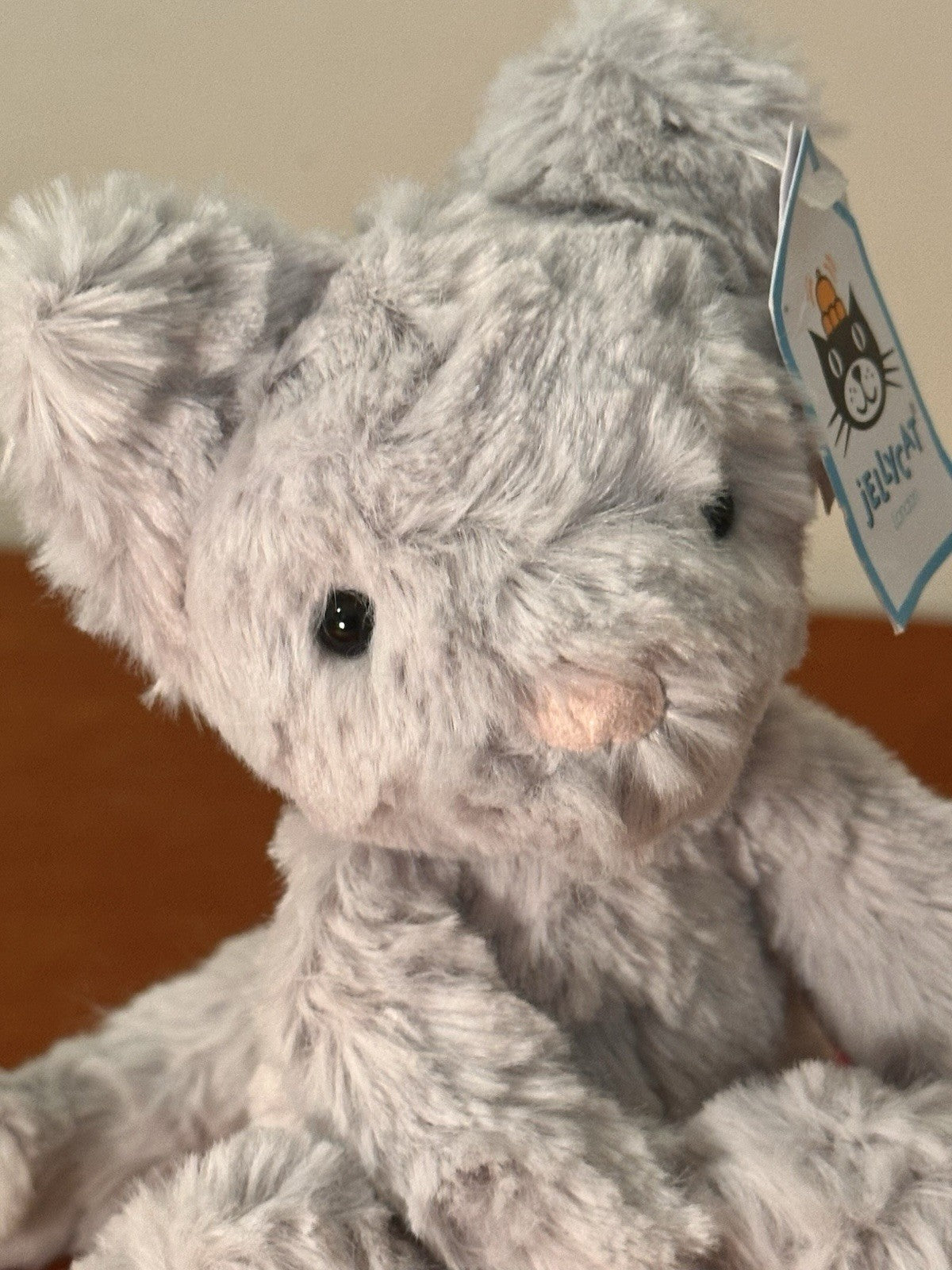 NUOVO Jellycat Squiggles Kitten nuovo con etichette grigio gatto gattino giocattolo morbido raro peluche ritirato-