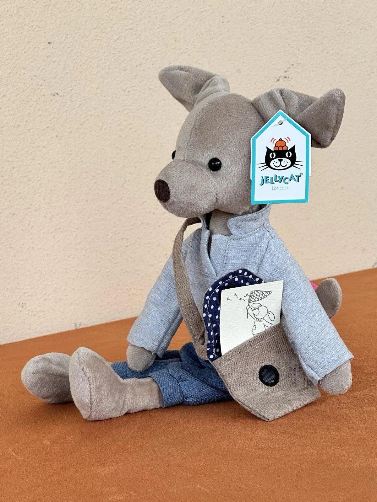 NUOVO Jellycat Pedlar Cucciolo Nuovo con etichette Raro Cane Pensionato Postino Giocattolo Morbido Mutt Peluche
